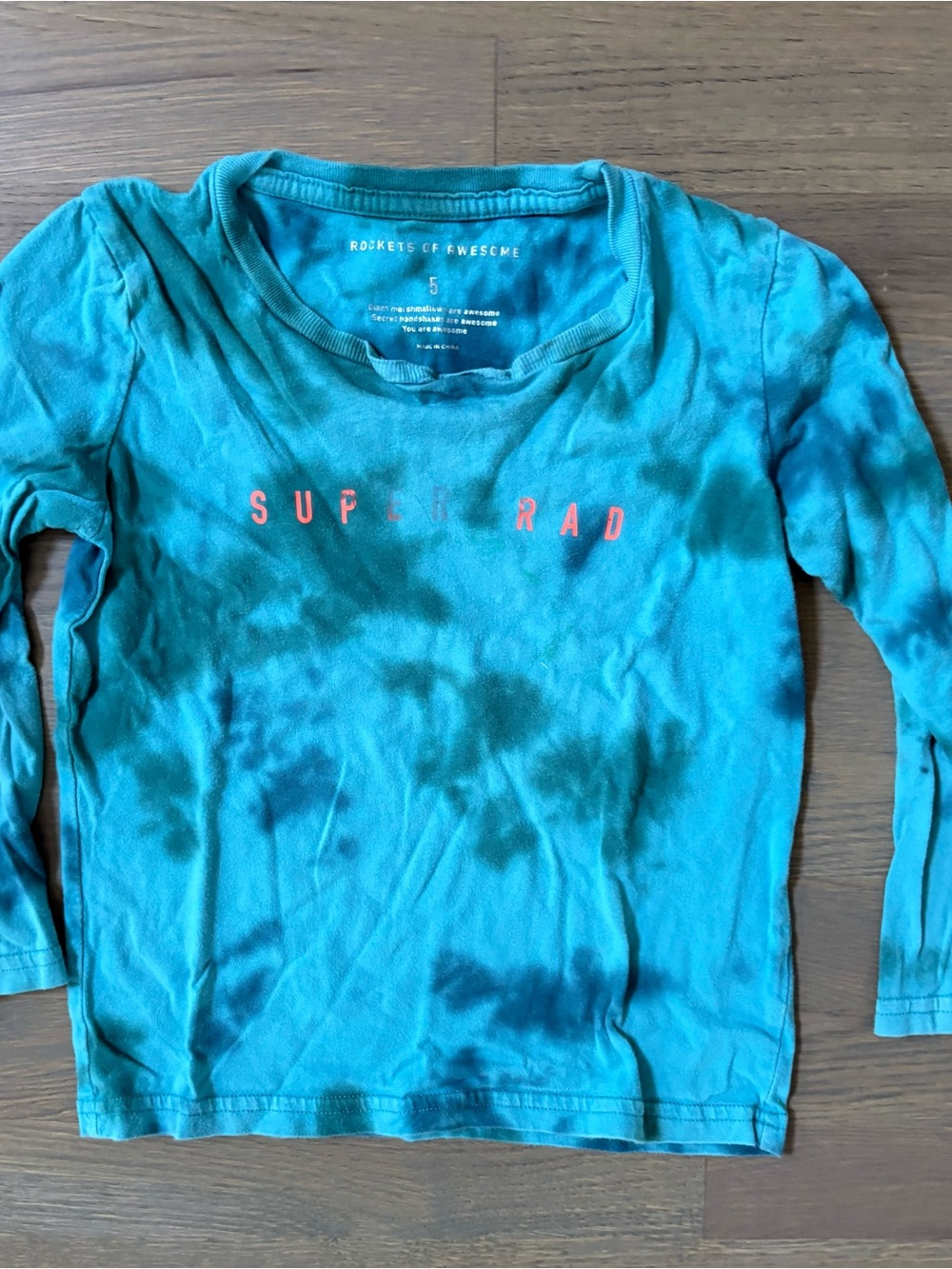 Rockets of Awesome Kids' Long Sleeve Tee - Teal Tie-Dye